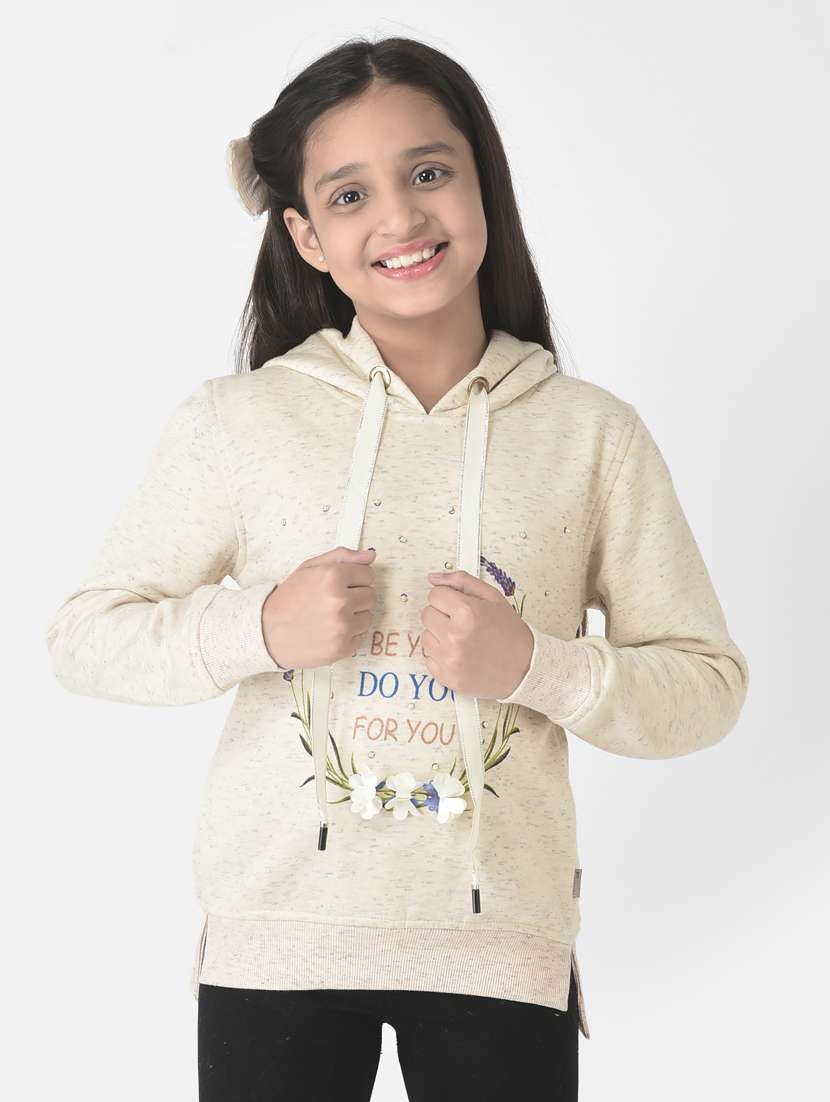 girls typography print hooded sweatshirt