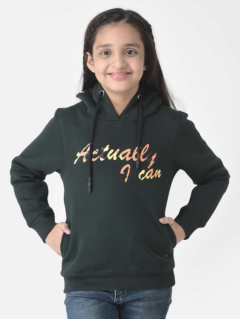 girls typography print hooded sweatshirt