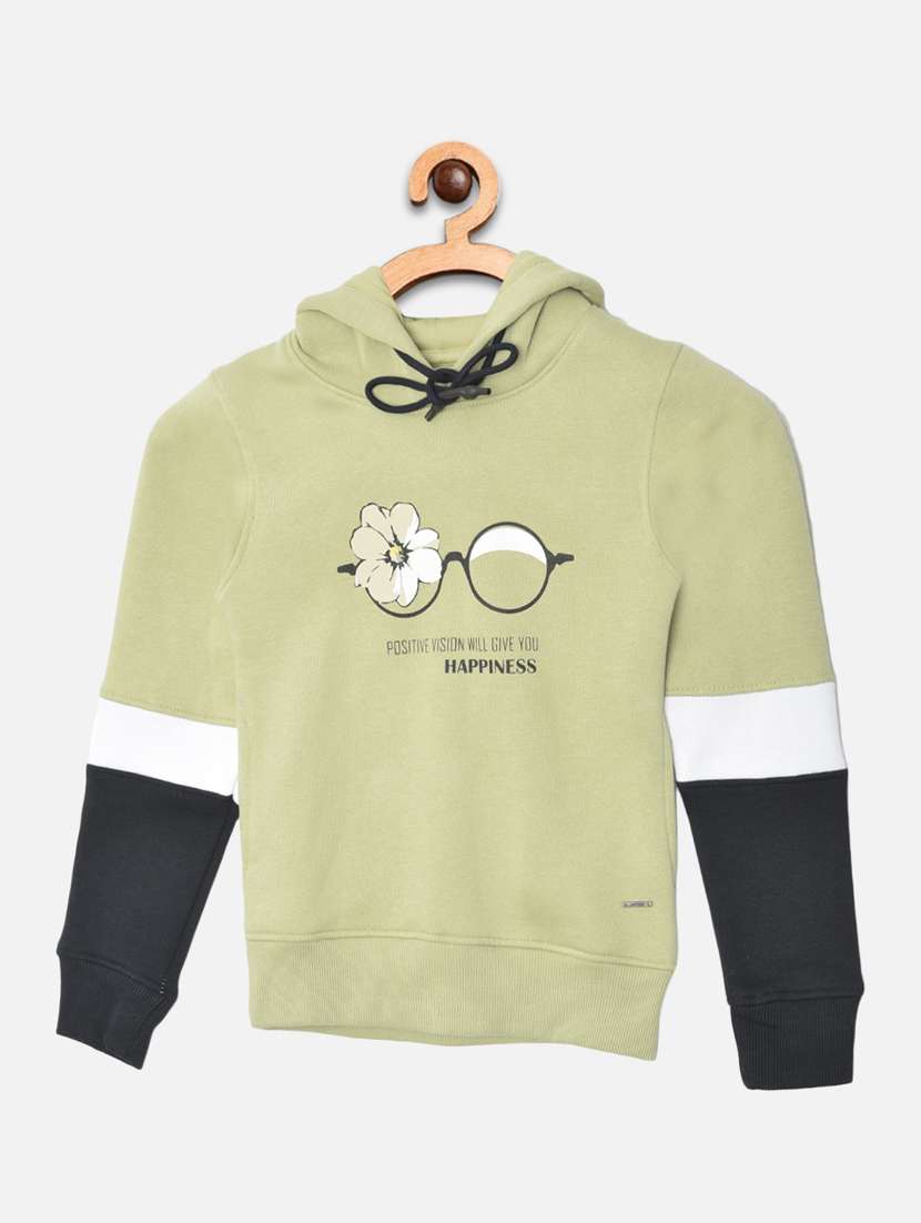 girls typography print hooded sweatshirt