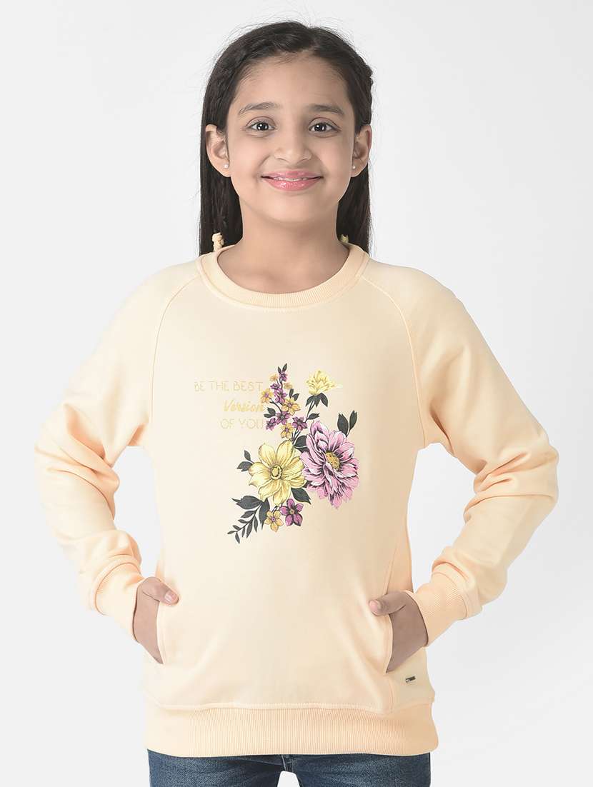 girls cream cotton blend sweatshirt