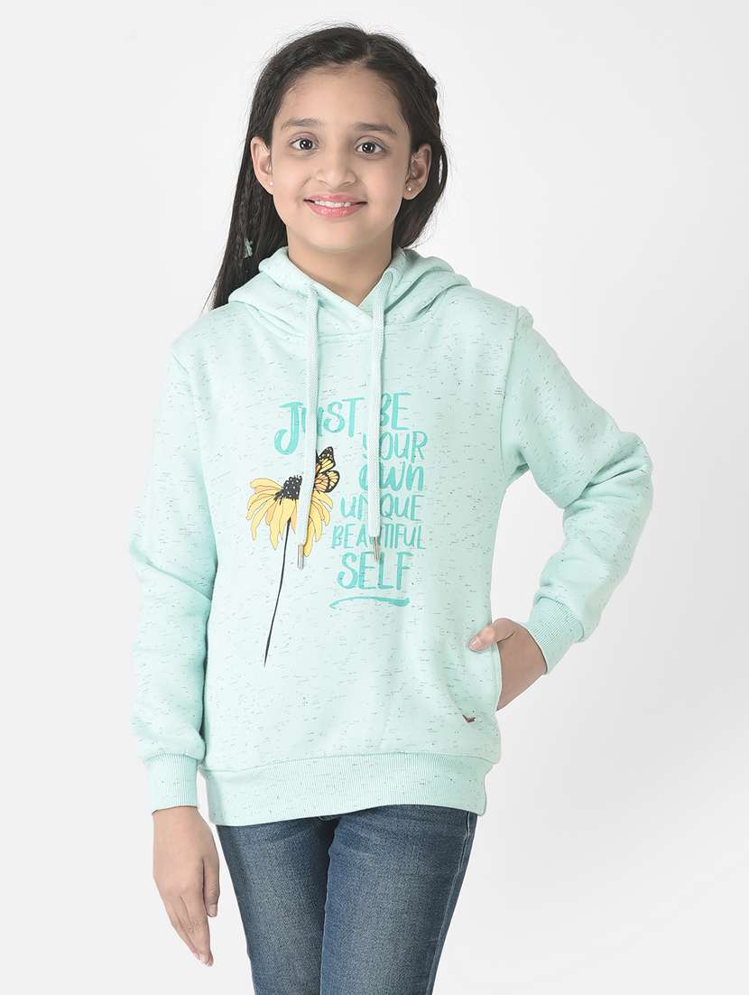 girls typography print hooded sweatshirt