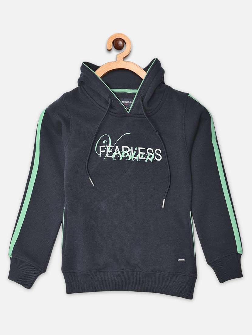 girls typography print hooded sweatshirt