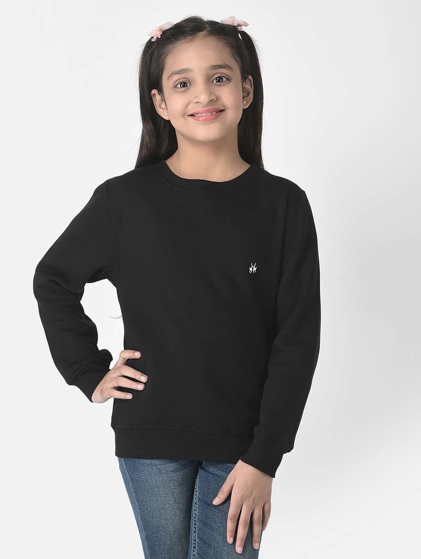 girls black cotton blend sweatshirt
