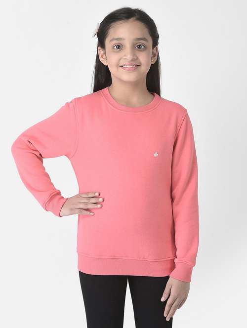 girls pink cotton blend sweatshirt - 20298421 -  Standard Image - 0