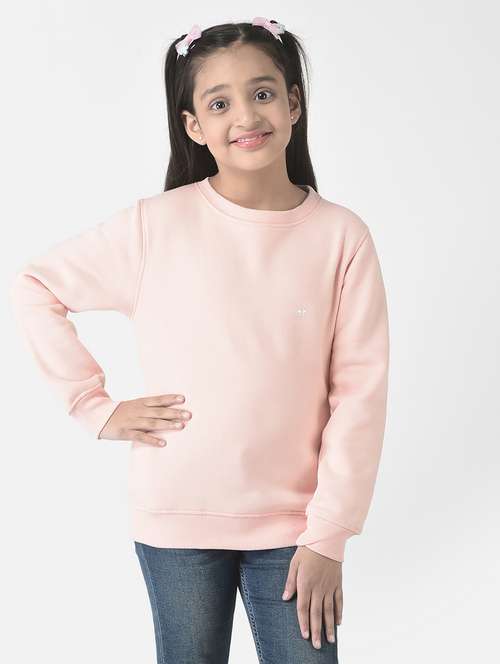 girls peach cotton blend sweatshirt - 20298422 -  Standard Image - 0