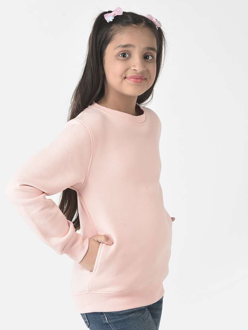 Girls Peach Cotton Blend Sweatshirt