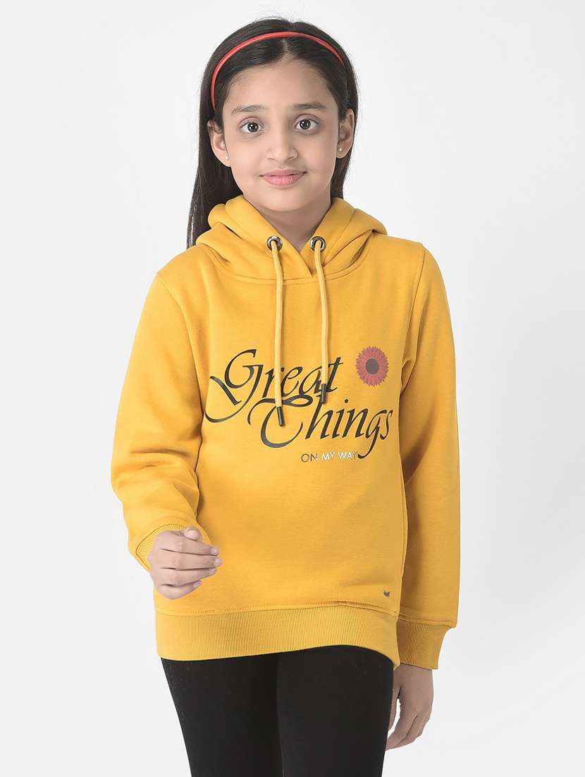girls yellow cotton blend sweatshirt