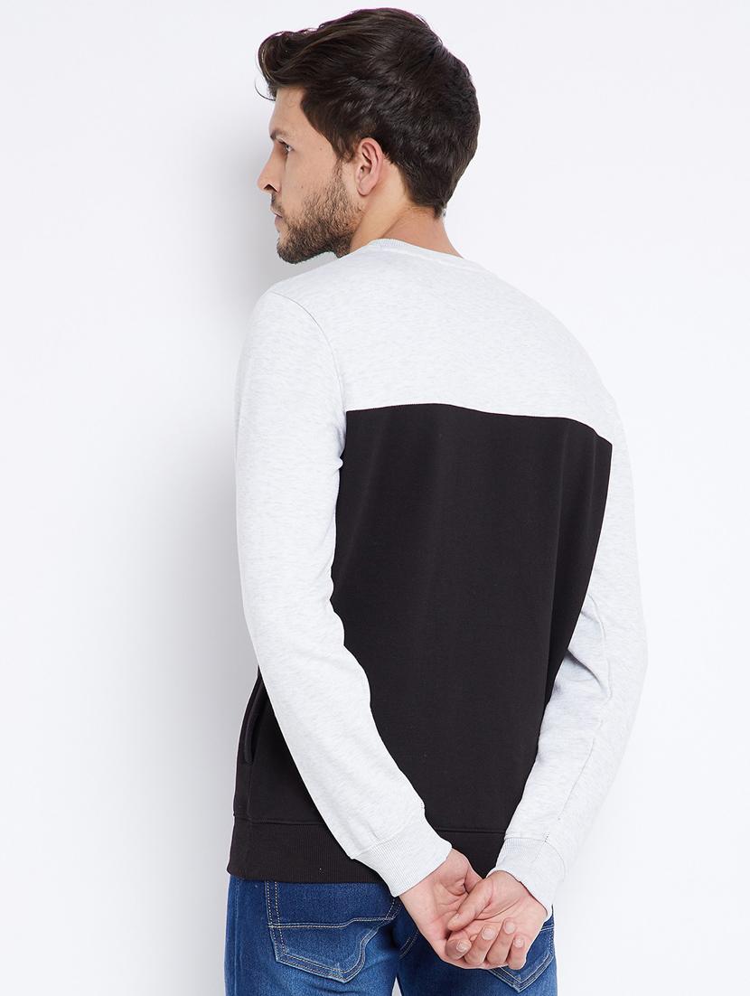men black color block round neck sweatshirts - 20298463 - Standard Image - 3