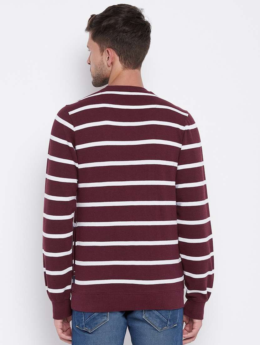 men maroon stripes sweatshirts - 20298465 -  Standard Image - 3