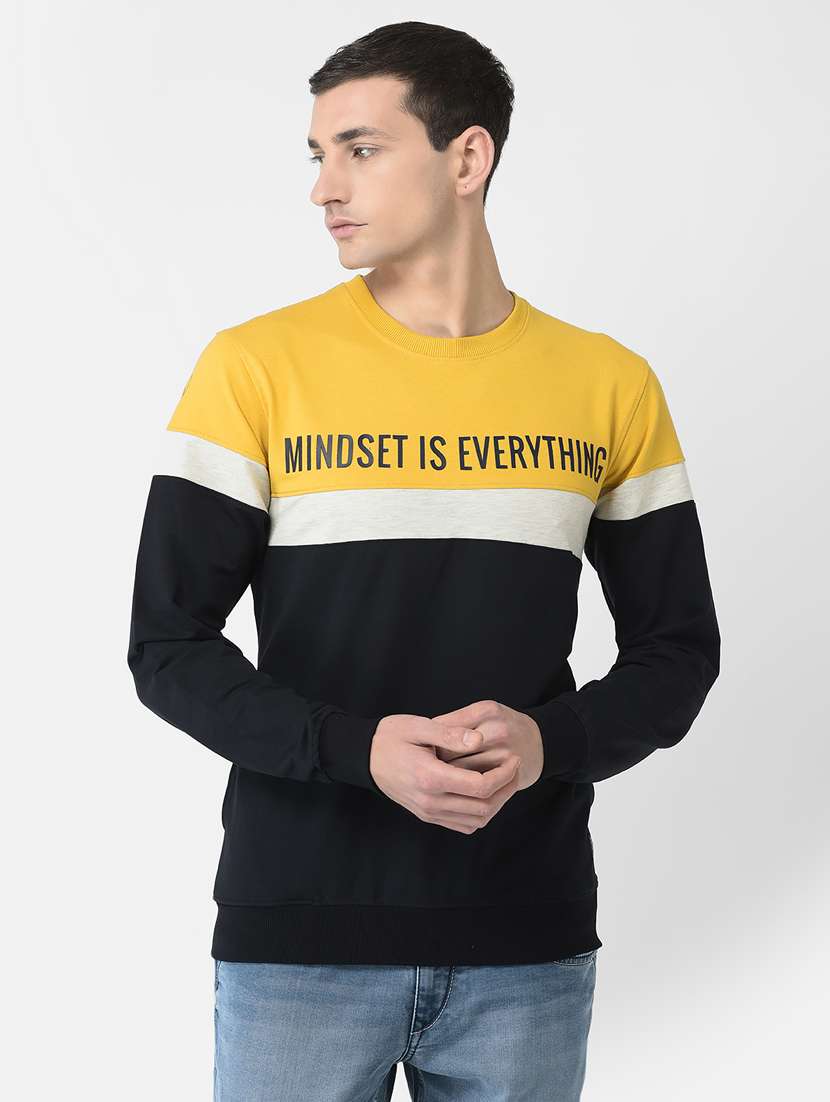 men color block cotton blend regular sweatshirt - 20298503 -  Zoom Image - 0