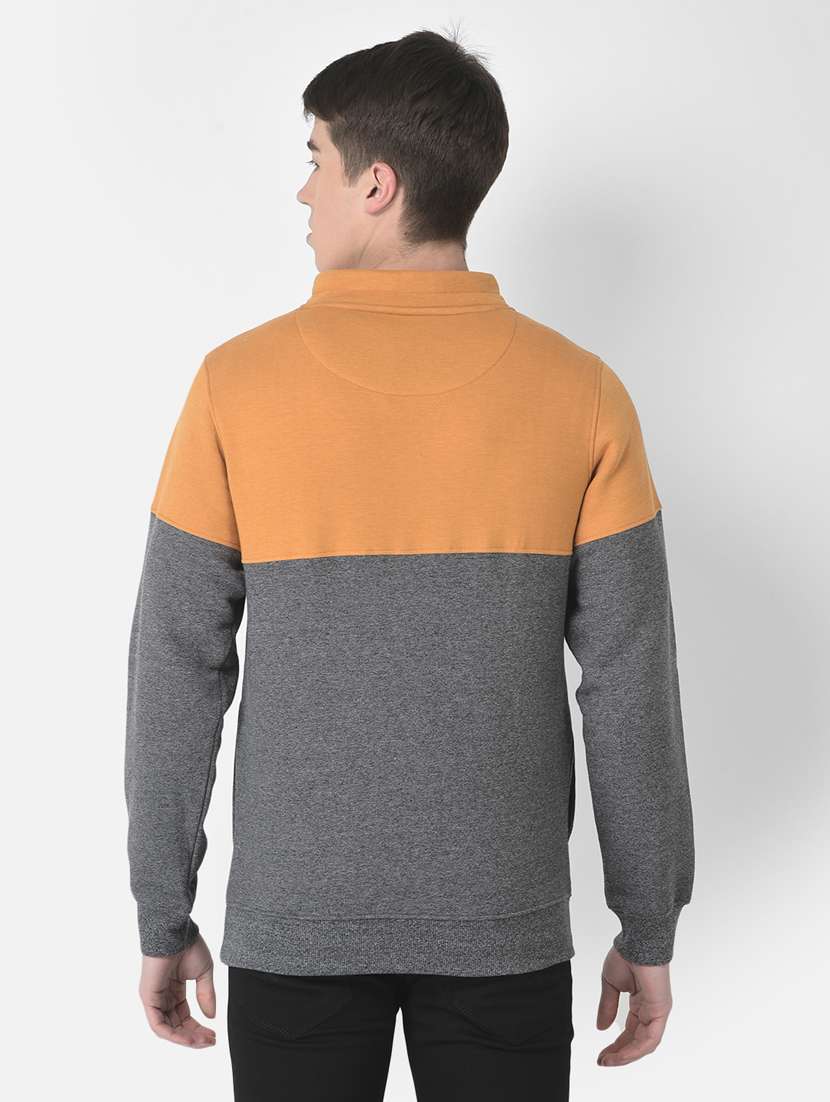 men color block long sleeve high neck sweatshirt - 20298511 - Standard Image - 3