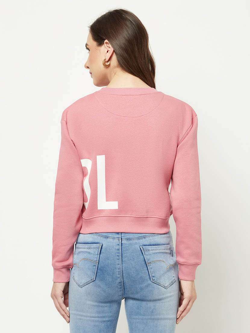 women typography print pink cotton blend regular sweatshirt - 20298731 -  Standard Image - 3