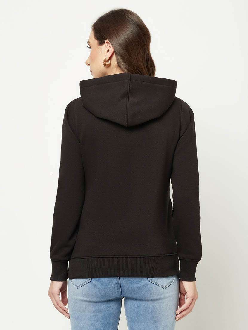 women printed black hooded cotton blend regular sweatshirt - 20298748 -  Standard Image - 3