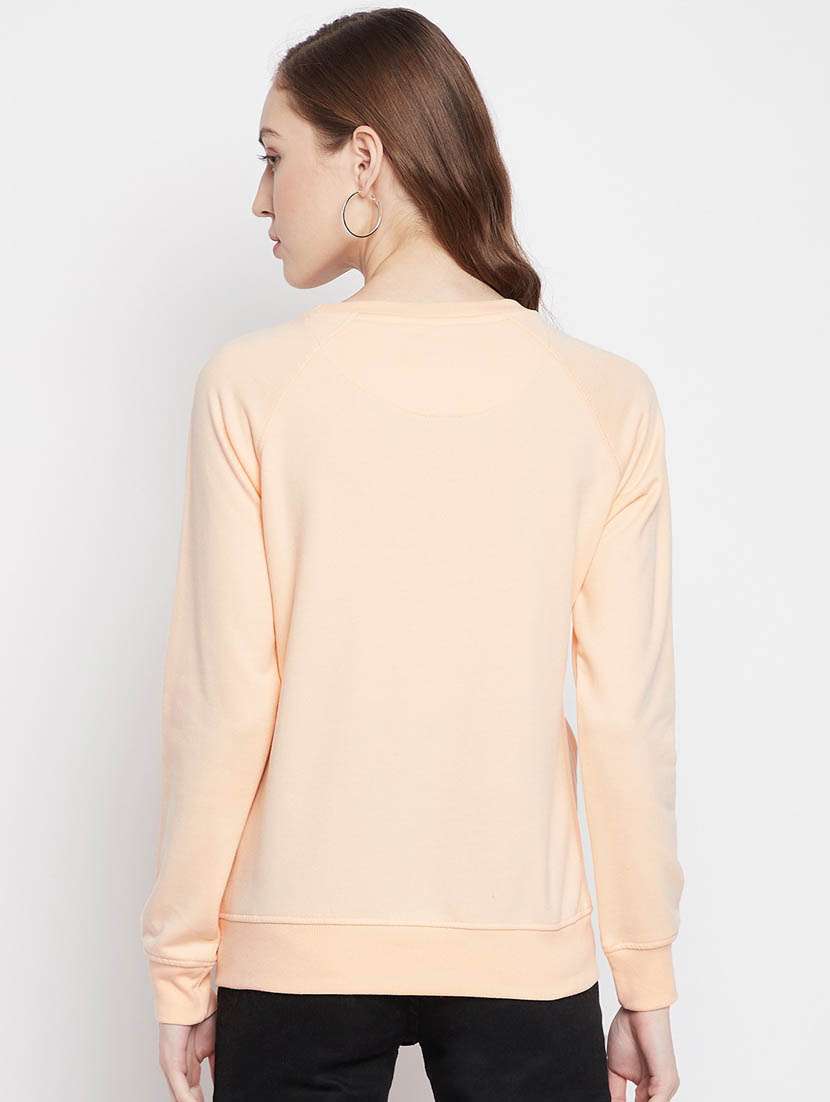 women peach printed cotton blend regular sweatshirt - 20298765 -  Standard Image - 3