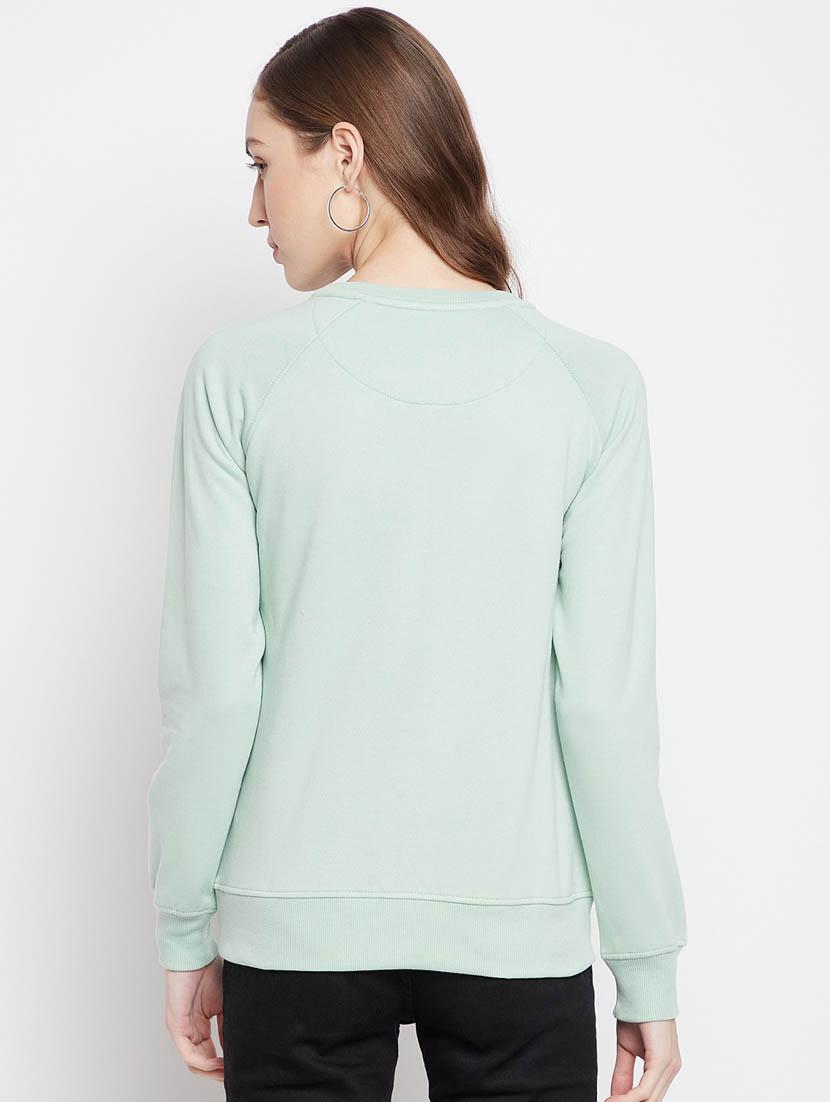 women light green printed cotton blend regular sweatshirt - 20298766 - Standard Image - 3