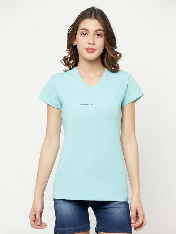 light blue typographic regular t-shirt