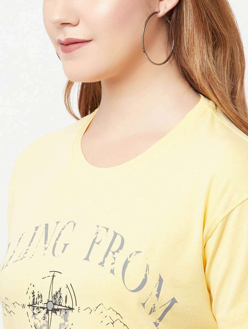yellow typography crop t-shirt - 20298823 -  Standard Image - 5