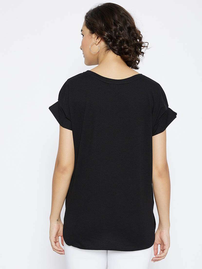 black solid straight t-shirt - 20298844 -  Standard Image - 3