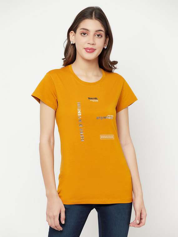 mustard typography regular t-shirt