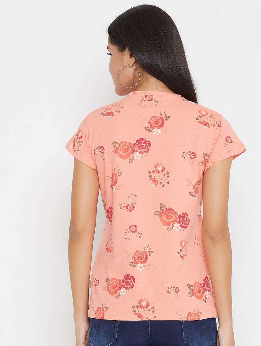 peach floral regular t-shirt - 20298858 -  Standard Image - 3