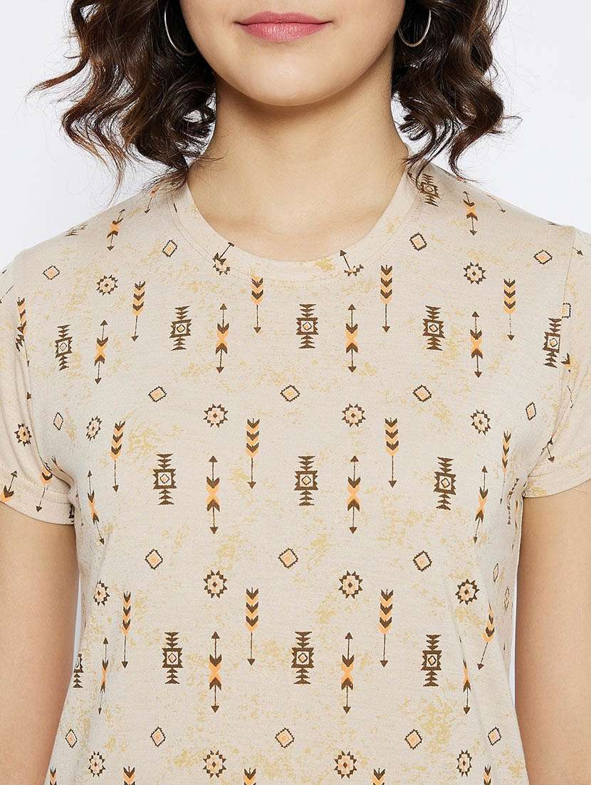 beige aztec print regular t-shirt - 20298869 -  Standard Image - 5