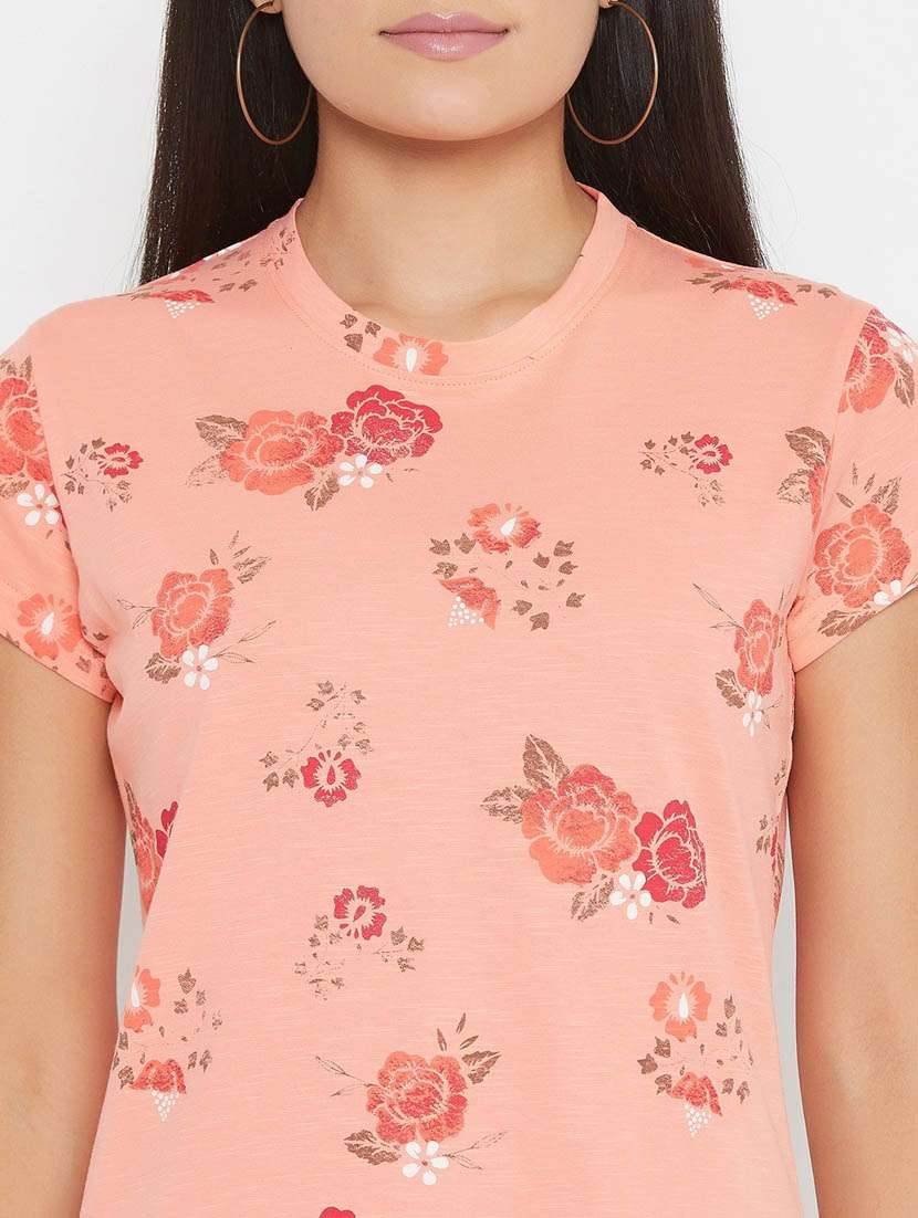 peach floral regular t-shirt - 20298870 -  Standard Image - 5