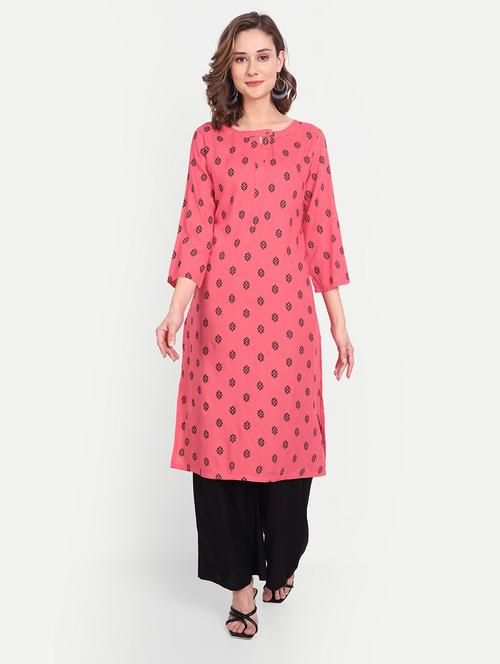 peach colored straight kurta - 20298883 -  Standard Image - 0