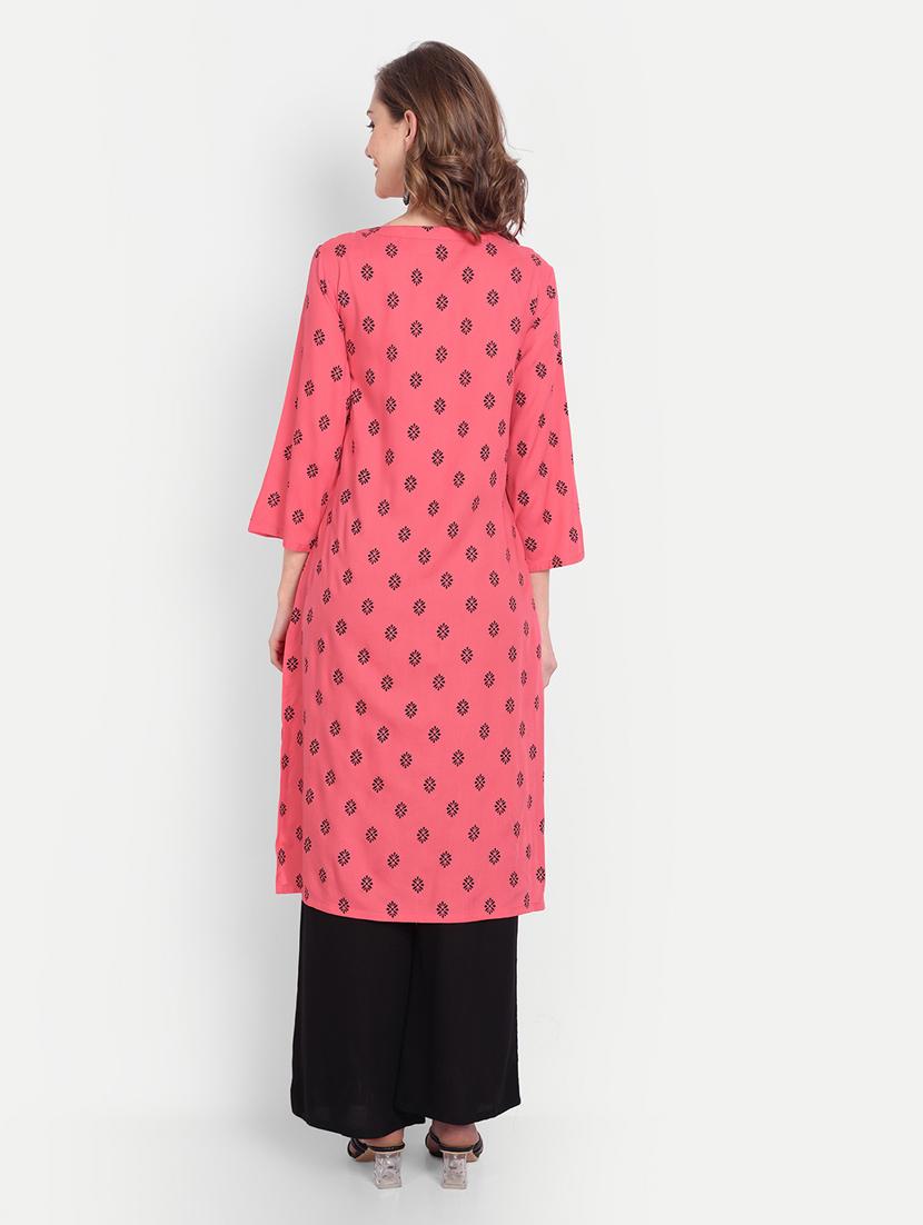 peach colored straight kurta - 20298883 - Standard Image - 3
