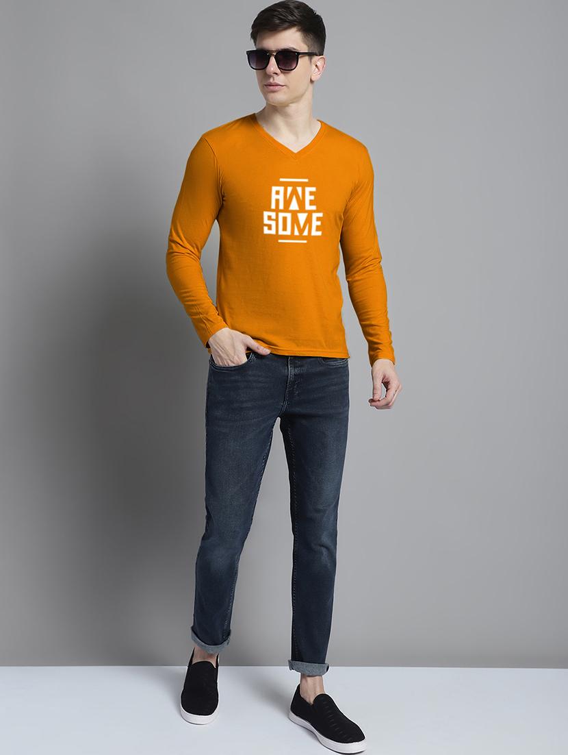 men typography print mustard cotton t-shirt - 20299030 - Standard Image - 3