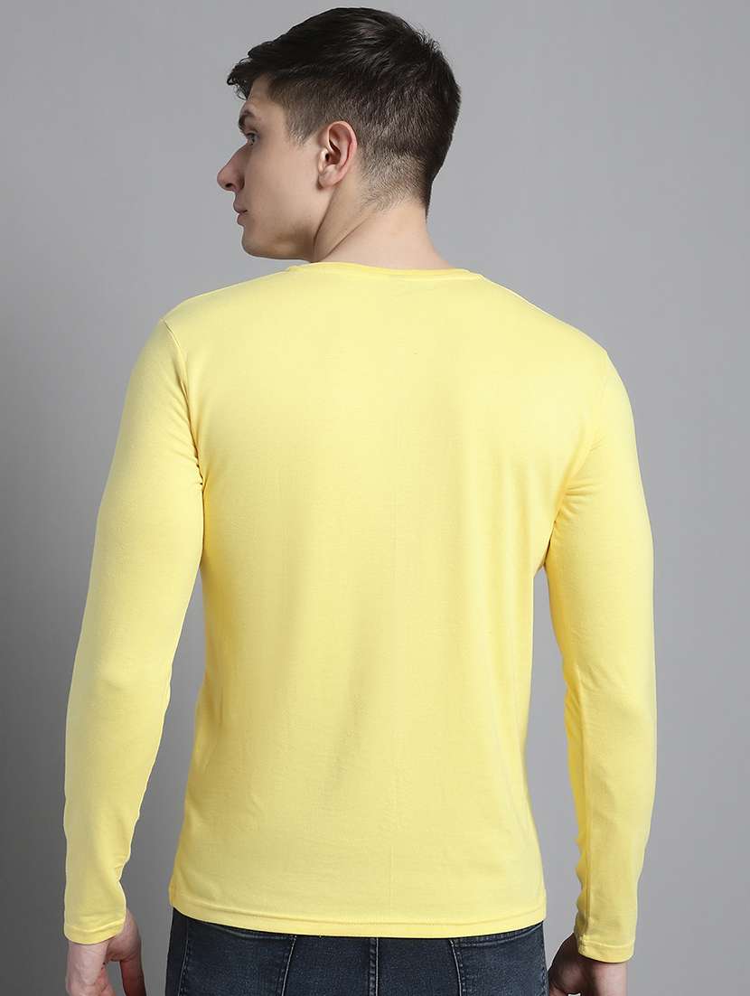 yellow cotton chest print tshirt - 20299033 - Standard Image - 3