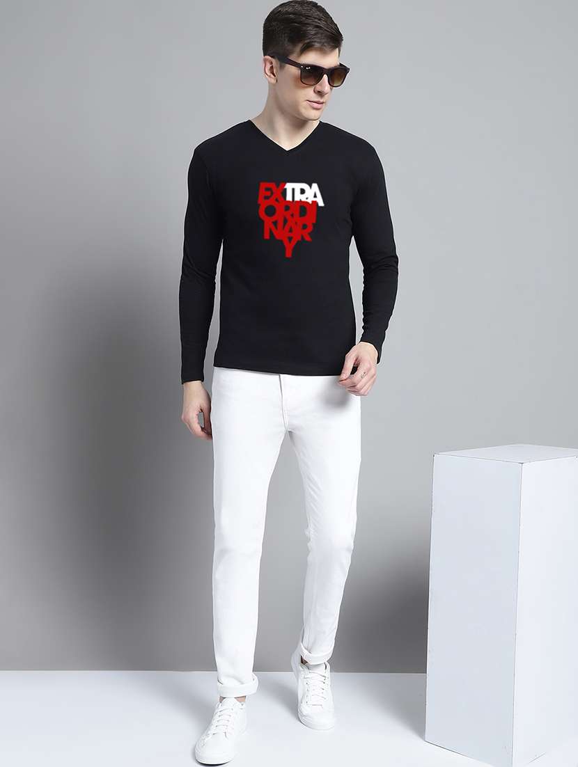 men black cotton chest print t-shirt - 20299045 -  Standard Image - 3