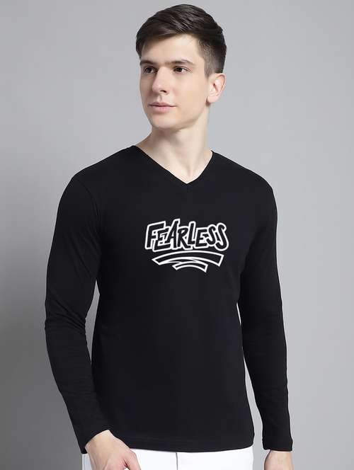 black cotton chest print tshirt - 20299053 - Standard Image - 0