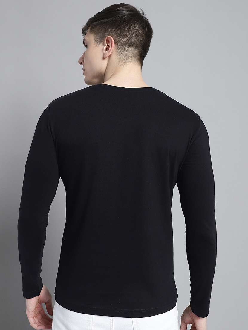 black cotton chest print tshirt - 20299053 - Standard Image - 3