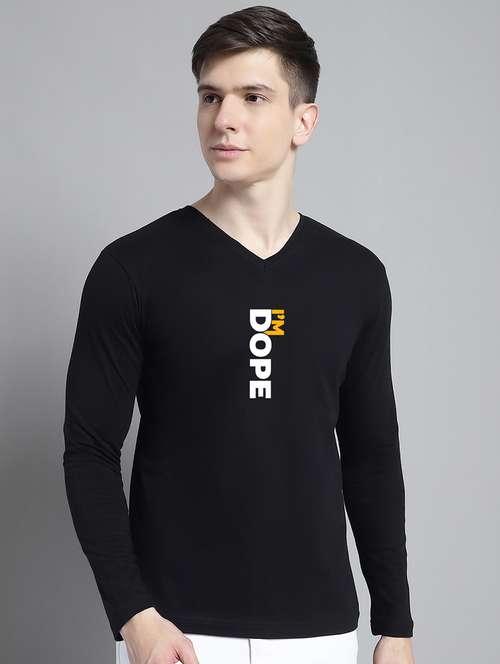 black cotton chest print tshirt - 20299088 -  Standard Image - 0