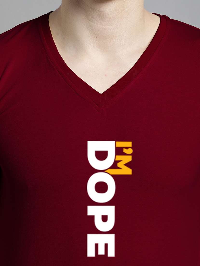 maroon cotton chest print tshirt - 20299091 -  Standard Image - 3