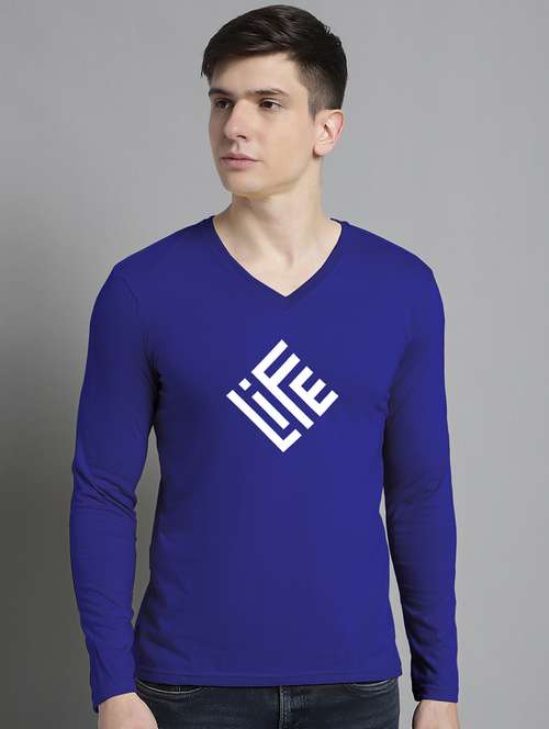 blue cotton front print tshirt - 20299111 -  Standard Image - 0