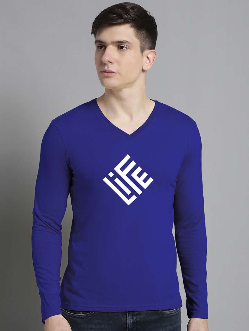 blue cotton front print tshirt