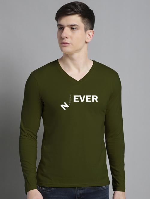 olive cotton chest print tshirt - 20299125 - Standard Image - 0