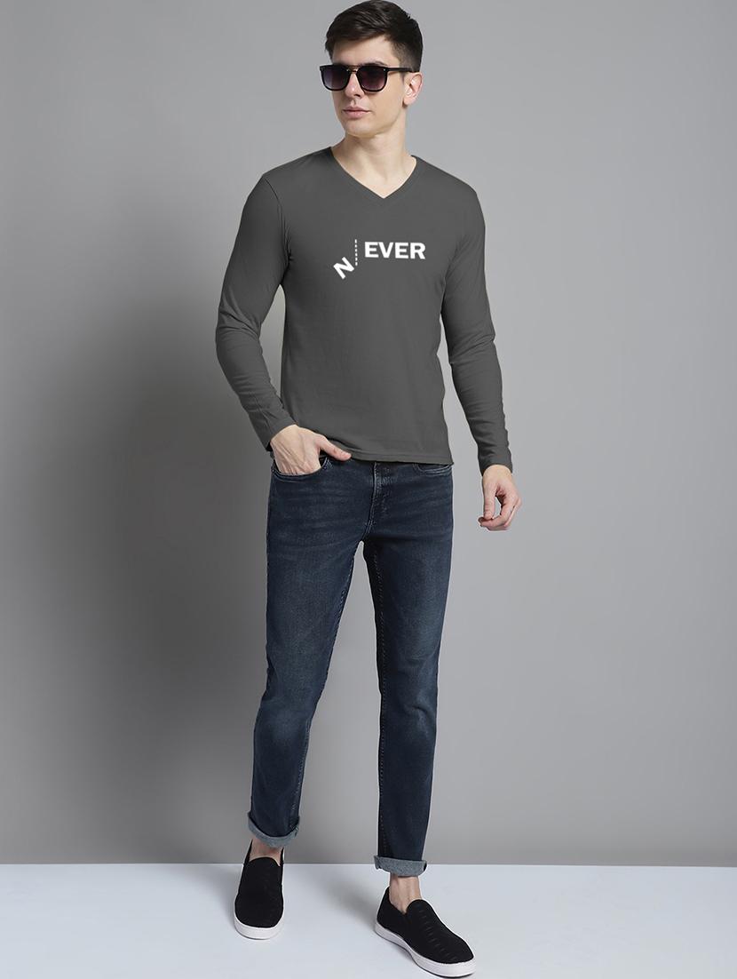 men grey cotton chest print t-shirt - 20299126 - Standard Image - 3