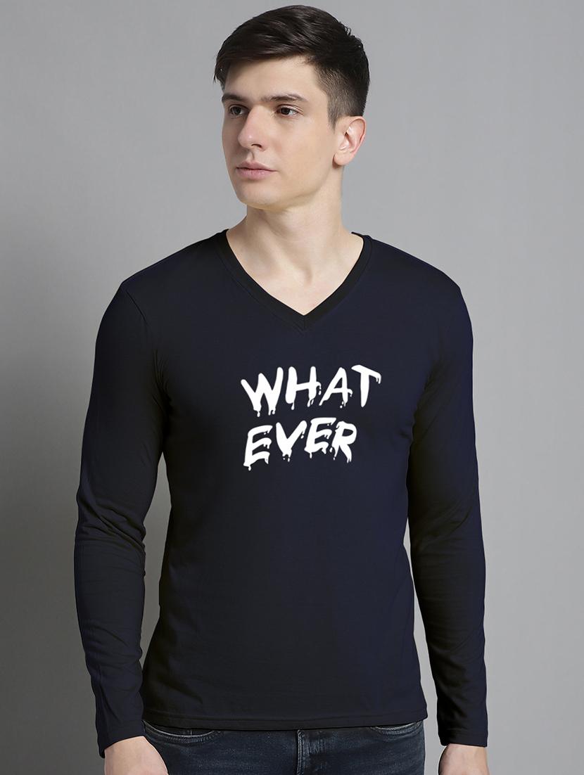 navy blue cotton chest print tshirt - 20299132 -  Zoom Image - 0