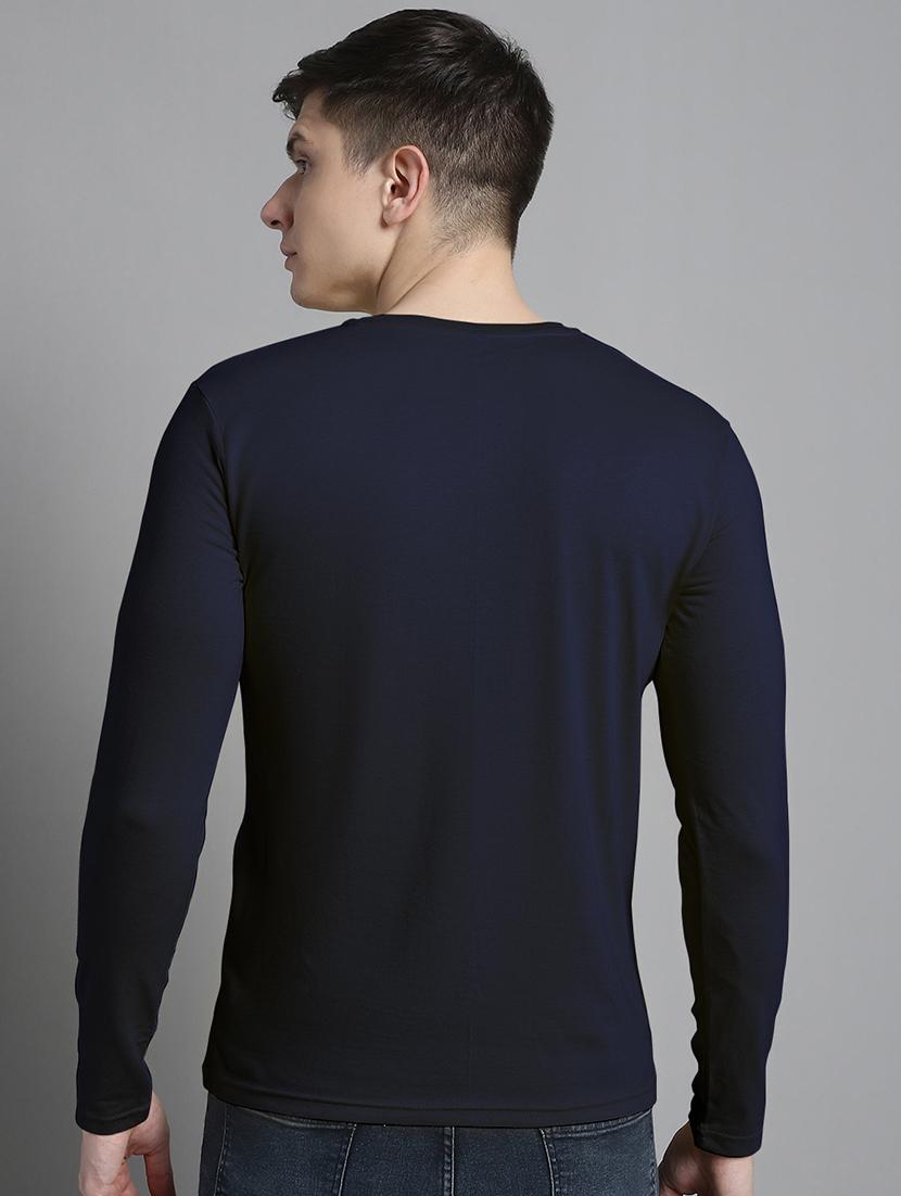 navy blue cotton chest print tshirt - 20299132 - Standard Image - 3