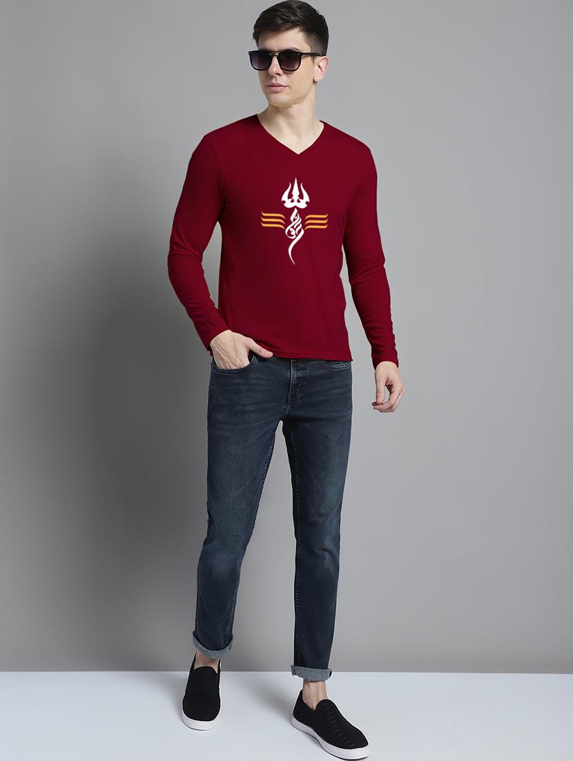 men maroon cotton chest print t-shirt - 20299145 - Standard Image - 3