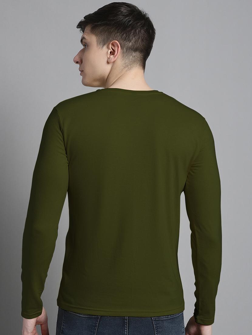 olive cotton front print tshirt - 20299156 - Standard Image - 3
