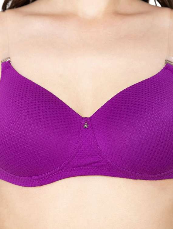 purple polyamide regular bra - 20299198 - Standard Image - 3