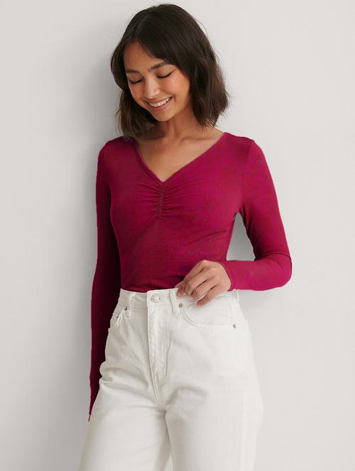 maroon solid long sleeves regular top - 20299349 - Standard Image - 0
