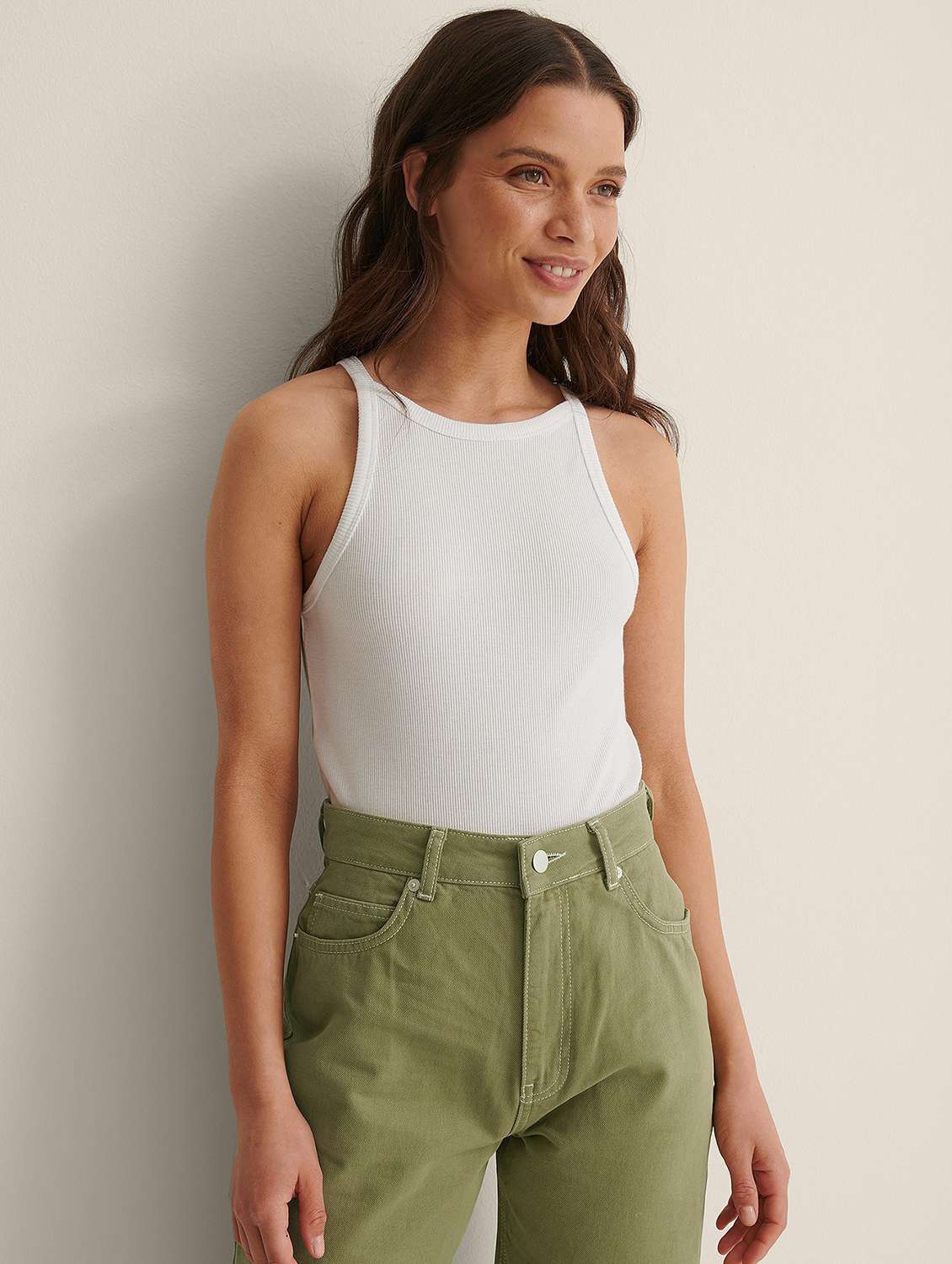 white solid sleeveless tank top - 20299355 - Zoom Image - 0
