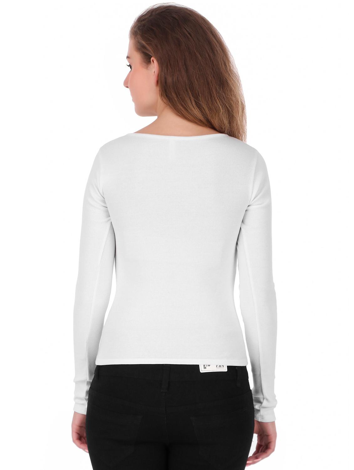 white solid long sleeves regular top - 20299437 - Standard Image - 3