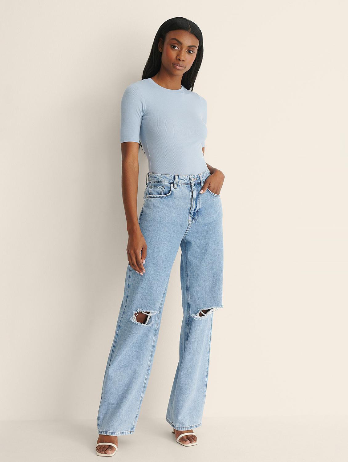 light blue solid short sleeves regular top - 20299459 - Standard Image - 3
