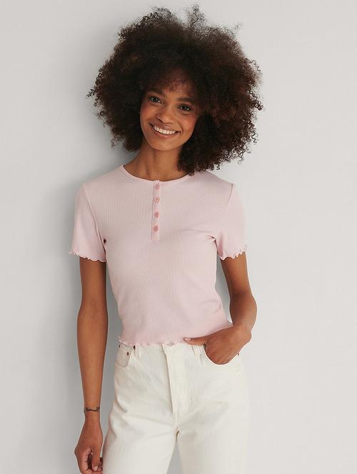 pink solid short sleeves regular top - 20299488 -  Standard Image - 0