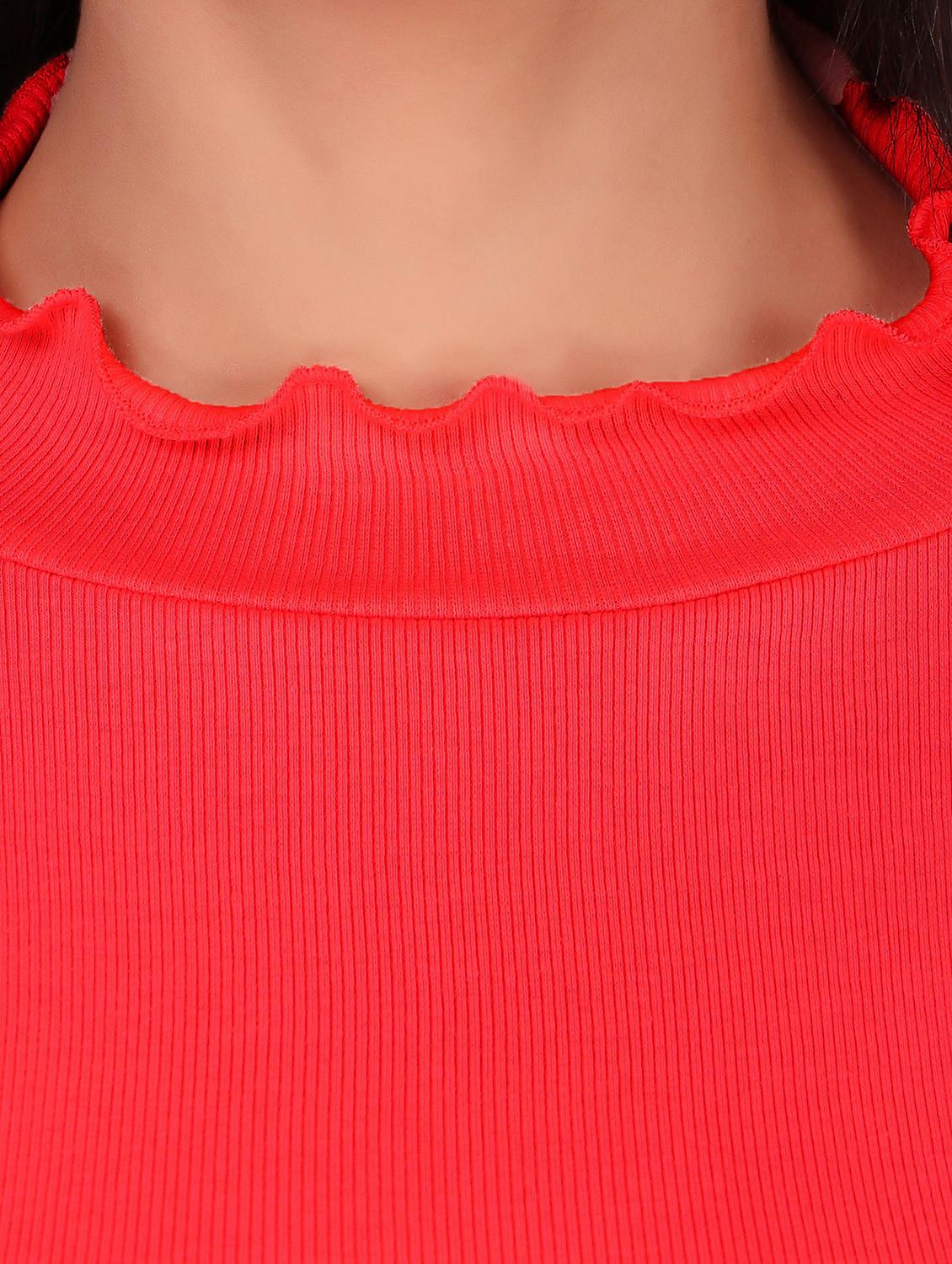orange solid mock neck regular top - 20299553 - Standard Image - 3